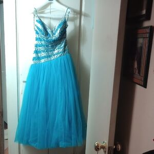 Shimmering Blue Sequin Prom Dress